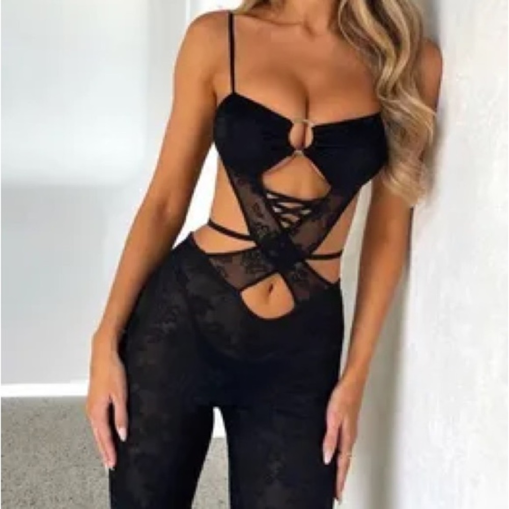 Outcast Black Lace Cutout Bodysuit